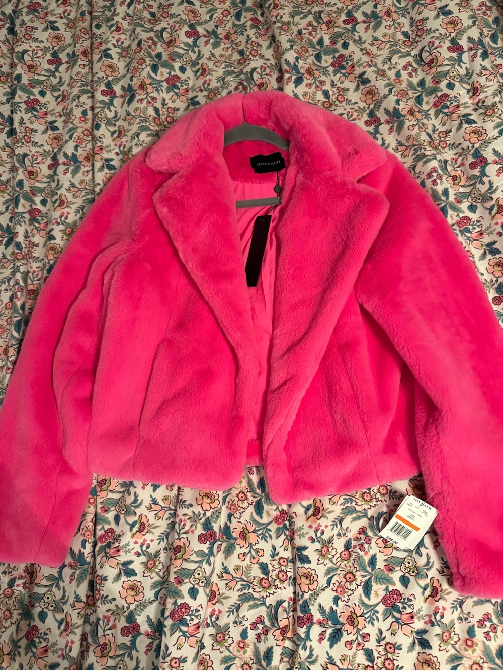 Dolce Cabo Hot Pink Faux-Fur Teddy Jacket
